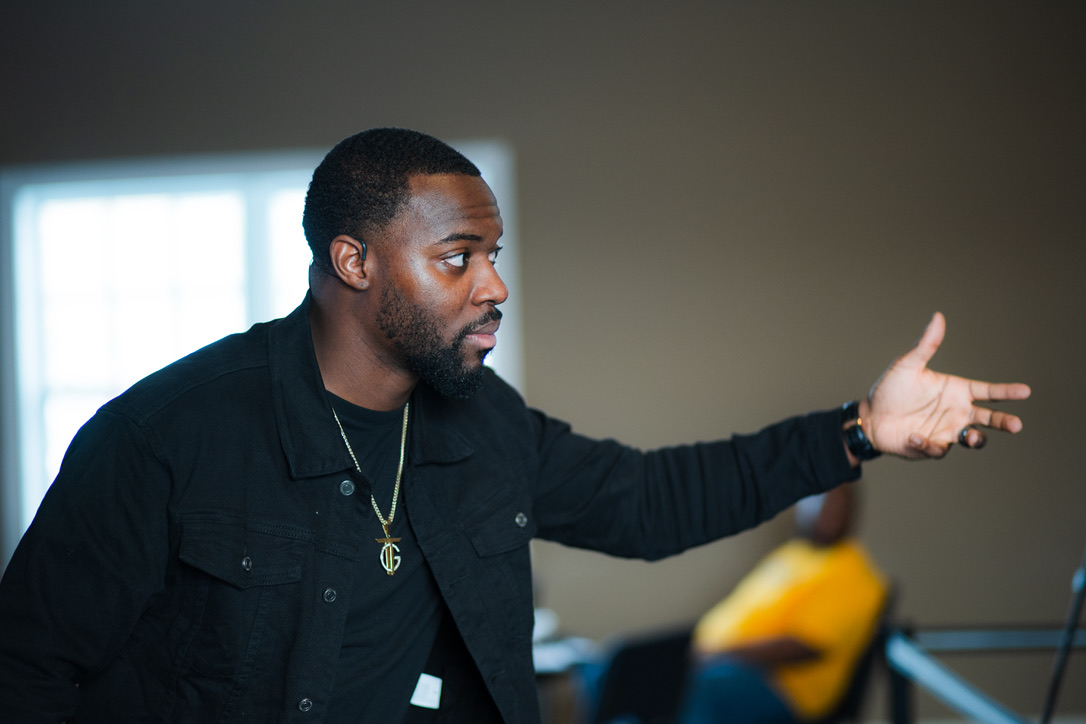 Trevón Gross Jr. coaching and connecting with leaders